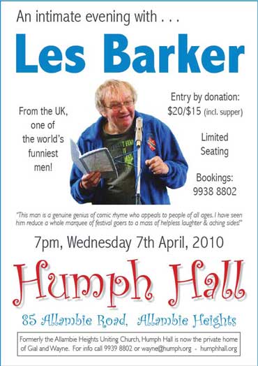 Les Barker at Humph Hall poster