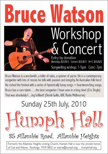 Bruce Watson at Humph Hall poster